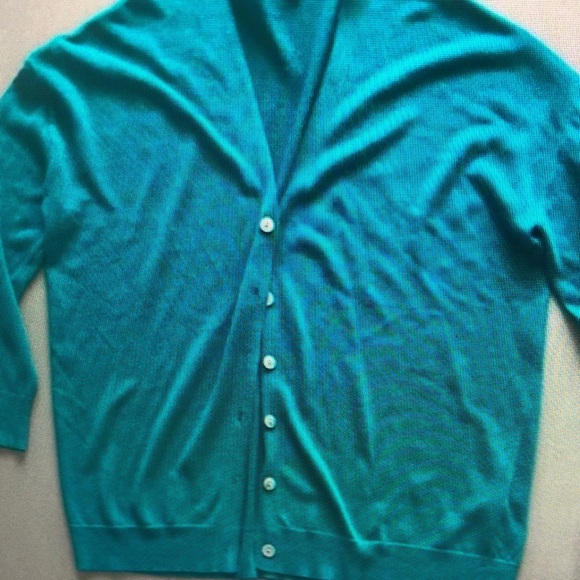 Men's Teal Cardigan Sweater - Picture 1 of 3